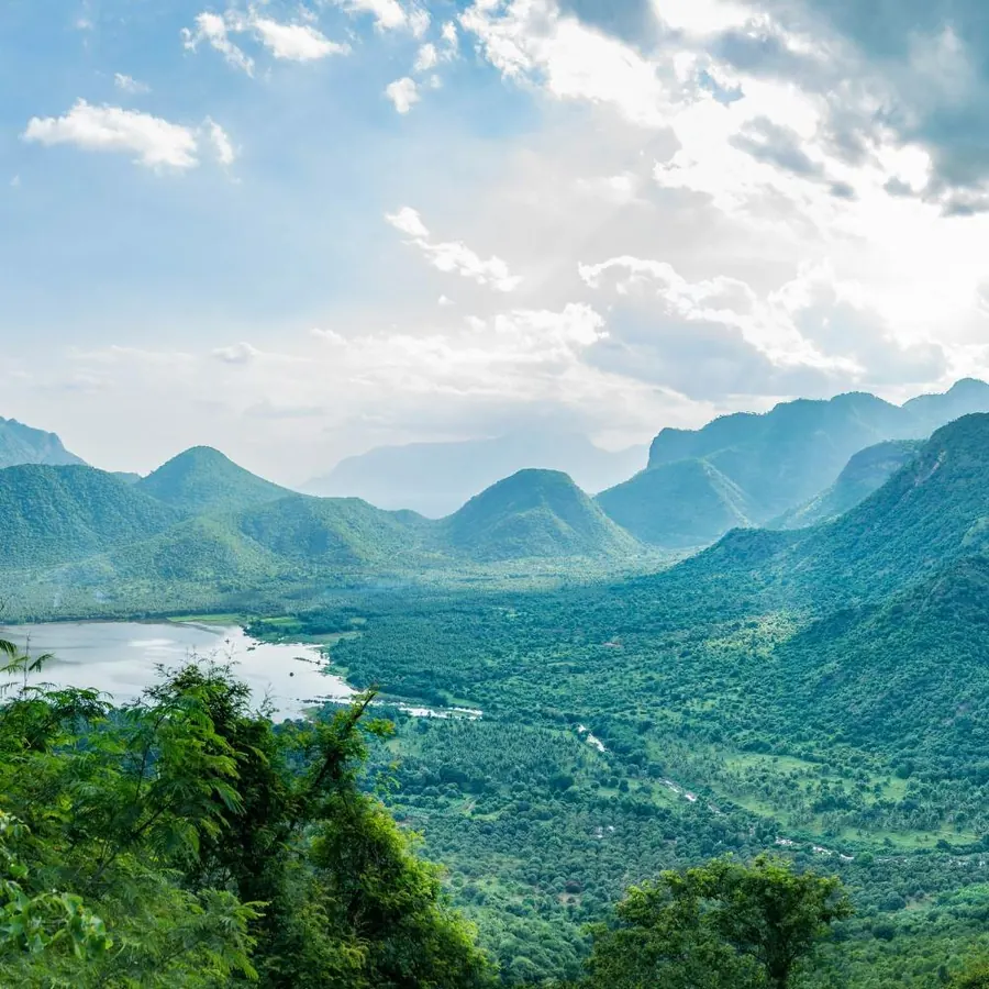 Misty South Indian hills and a scenic valley